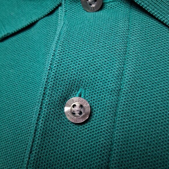 LL Bean Polo Shirt XL Tall Green Long Slv Classic Collared Preppy Woven Cotton - Picture 9 of 12